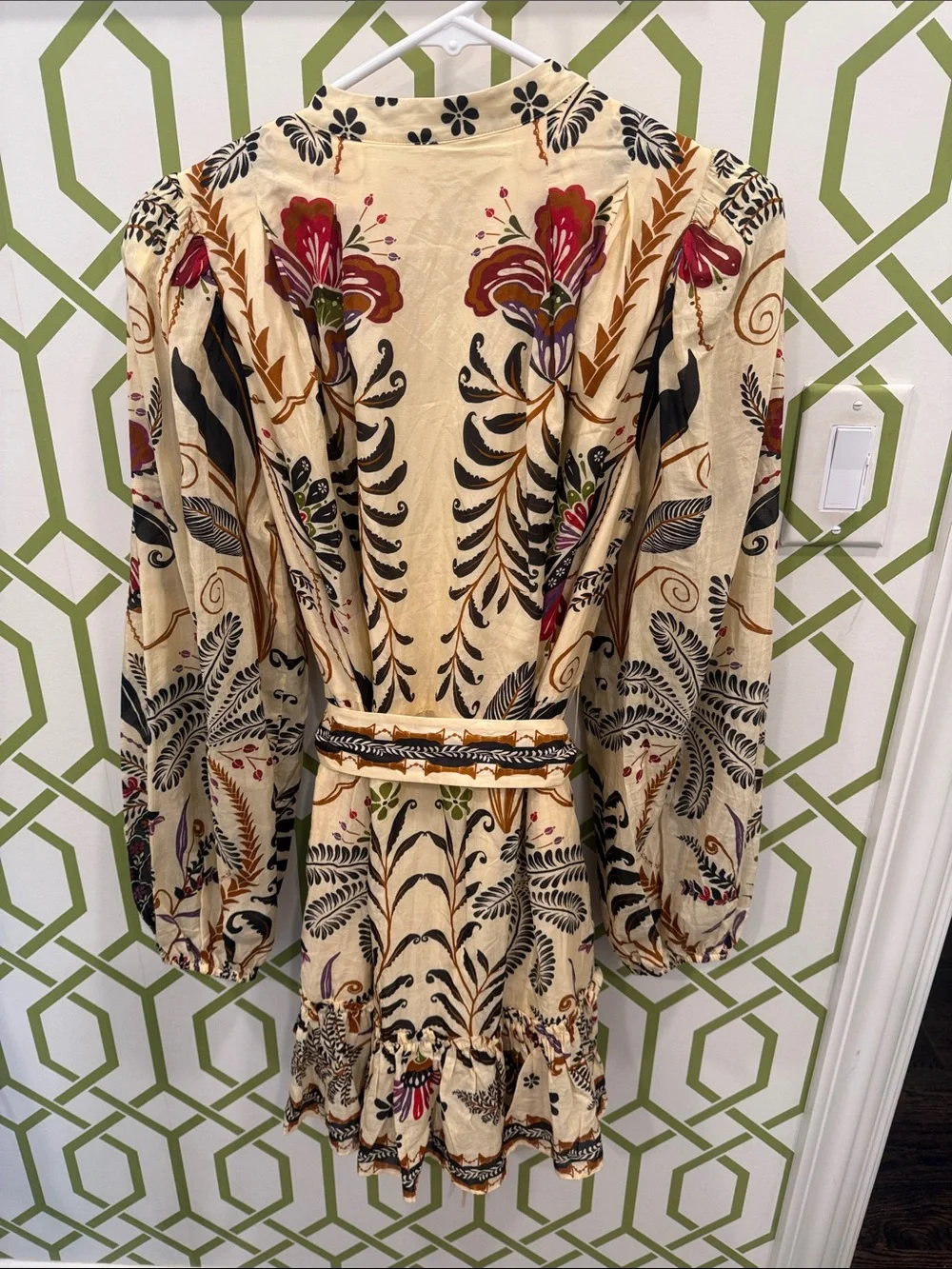 FARM Rio Cream Floral-Paisley Tie-Waist Darling Dress with Multicolor Accents - Picture 5 of 6